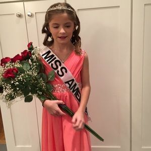 Girls Halloween Miss America costume coral color